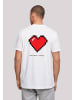 F4NT4STIC T-Shirt Happy New Year Pixel Herz in weiß
