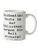 Mr. & Mrs. Panda Geschenktasse Spruch Studentin Traumwelt mit Sp... in Weiß