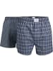 Tom Tailor Baumwolle, Webware Boxershorts 2er-Pack in grau-blau kariert