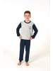 NORMANN Frottee Pyjama Schlafanzug Bündchen und Stickerei - 82843 in grau