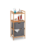 relaxdays Badregal mit Wäschekorb in Natur - (B)44 x (H)96 x (T)34 cm