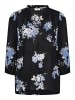 Kaffe Langarm-Bluse KAedita Regular fit in Black / Blue Flower Print