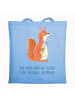 Mr. & Mrs. Panda Shopping Bag Eichhörnchen Blume mit Spruch in Sky Blue