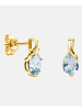 Diamant L'éternel Ohrstecker aus 375 Gelbgold mit Aquamarin