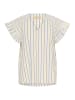 CULTURE Kurzarm-Bluse CUsella Relaxed fit in White/Blue/Yellow Stripe