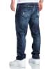 Amaci&Sons Regular Fit Destroyed Jeans KANSAS in Dunkelblau (Patches)