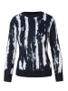 KOROSHI Ladies' jacquard knit bicolor sweater in SCHWARZ