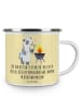 Mr. & Mrs. Panda Becher Emaille Bester Stiefvater mit Spruch in Gelb Pastell