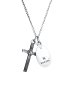 KUZZOI Halskette 925 Sterling Silber Kreuz, Marienbild in Silber