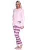 NORMANN Frottee Pyjama Hose gestreift Faulti Katze - 75946 in rosa