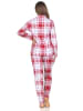 NORMANN Schlafanzug langarm Pyjama karierte Optik Jersey - 87052 in rot