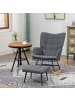 HOMCOM Schaukelstuhl mit Hocker in Grau 64L x 89B x 90H cm