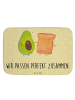 Mr. & Mrs. Panda Badeteppich Avocado Toast mit Spruch in Gelb Pastell