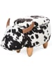 HOMCOM Polsterhocker in Schwarz & Weiß & Natur 62L x 35B x 36H cm