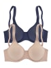 PETITE FLEUR T-Shirt-BH in marine+toffee