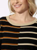 Sieh an! Rundhals-Pullover in schwarz-cognac-gemustert