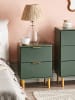 Beliani Nachttisch WALPOLE in Grün/Gold - (W) 41 x (H) 56 x (L) 40 cm