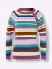 Sieh an! Langarm-Pullover in jeansblau-violett-gestreift