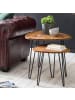 KADIMA DESIGN Satztisch 2er-Set | Sheesham/Metall, Massivholz