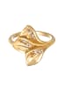 Elli Ring 925 Sterling Silber Blatt, Blume in Gold