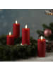 Adilina 4x LED Kerze LINA Echtwachs Rustik-Optik 5x12,5cm in rot