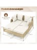 COSTWAY Sonnenliege 2 Personen Polyrattan Doppelliege mit Sitz- & Rückenkissen in Beige