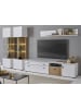 Furn.Design Wohnwand 4-teilig matt weiß, Eiche 316 x 180 cm, Wohnkombination mit 2 x Vitrine