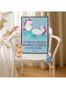 Mr. & Mrs. Panda Art Print Einhorn Sekt mit Spruch in Blau Pastell
