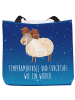 Mr. & Mrs. Panda Tote Bag Sternzeichen Widder mit Spruch in Sternenhimmel Blau