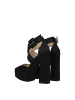 Jimmy Choo Schwarz Satin Plateau Sandalen