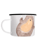 Mr. & Mrs. Panda Emaille Tasse Otter Umarmen mit Spruch in Grau Pastell