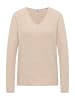 Cecil Bluse Cosy Ribbed V-Neck in Desert Beige Melange