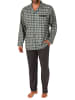 NORMANN Pyjama zum durchknöpfen Karo - 68070 in dunkelgrau