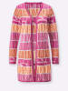 creation L Viskose-Lyocell-Strickjacke in fuchsia-papaya-gemustert