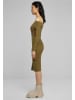 Urban Classics Urban Classics Damen Ladies Off Shoulder Longsleeve Rib Dress in tiniolive