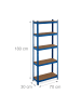 relaxdays 2 x Schwerlastregal in Blau - (B)70 x (H)180 x (T)30 cm