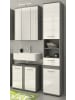 Inn.Furn Badmöbel-Set weiß Hochglanz, grau 3-teilig 114 cm, Badkombination mit 18 Fächern