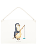 Mr. & Mrs. Panda Holzschild Pinguin Angler ohne Spruch in Transparent