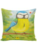 Mr. & Mrs. Panda 40x40 Kissen Vogel Blaumeise Design ohne Spruch in Weiß