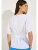 More & More feminine Kurzarmbluse mit Wickel-Design in white