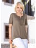GOLDNER Kurzgröße:  Elegantes Jerseyshirt mit Rundhals in mocca