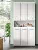 Inn.Furn Hochschrank weiß Hochglanz, Mehrzweckschrank 90 cm mit 13 Fächern