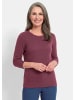 GOLDNER Halbarm Baumwollpullover mit Struktur in bordeaux