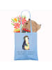 Mr. & Mrs. Panda Stofftasche Pinguin Blumen mit Spruch in Sky Blue