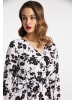 faina Damen Midikleid Mit Blumenprint in Weiss Schwarz