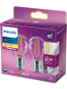Philips LED Classic E27 Lampe 40 W Tropfenform klar warmweiß 2er-Pack Energieklasse F