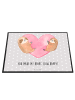 Mr. & Mrs. Panda Schreibtischauflage Faultiere Herz mit Spruch in Grau Pastell