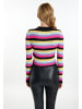 myMo Damen Cropped Strickjacke in Schwarz Mehrfarbig