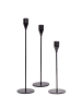 Intirilife Kerzenständer 3 Set Metall Kerzenhalter für Stabkerzen 33/28/23cm in Schwarz