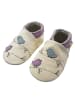 Yalion Baby-Lederlaufschuhe mit rutschfester Sohle – Cremefarben mit Vogelmotiv 